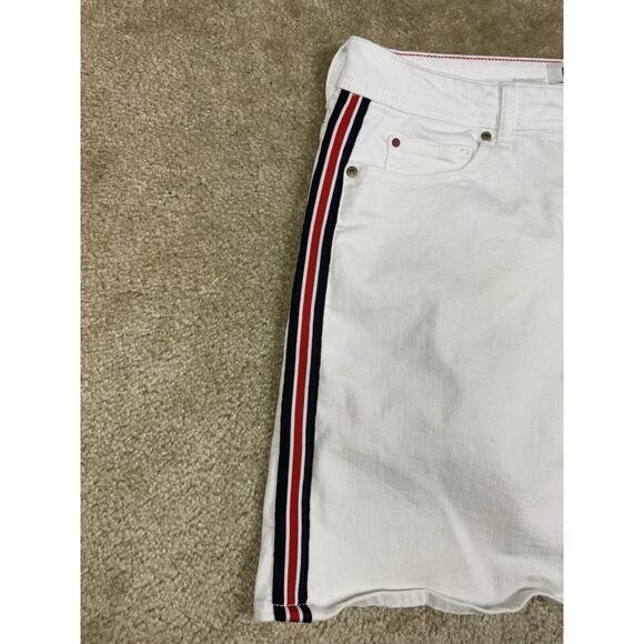 EV1 White Denim Mini Skirt Size 16 Racing Stripes Alex Relaxed Vintage B016 - Picture 11 of 11